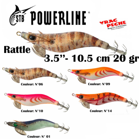 Leurre squid 3.5" 10.5 cm 20 g rattle  powerline